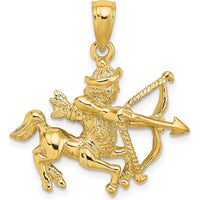 14K Yellow Gold Large Sagittarius Zodiac Charm - 3D Textured Design by Oro Pregiato