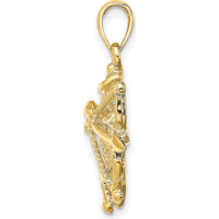 14K Yellow Gold Large Sagittarius Zodiac Charm - 3D Textured Design by Oro Pregiato
