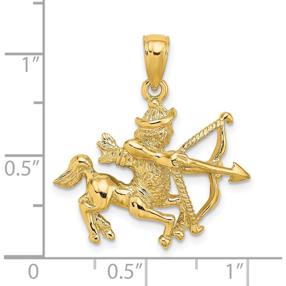 14K Yellow Gold Large Sagittarius Zodiac Charm - 3D Textured Design by Oro Pregiato