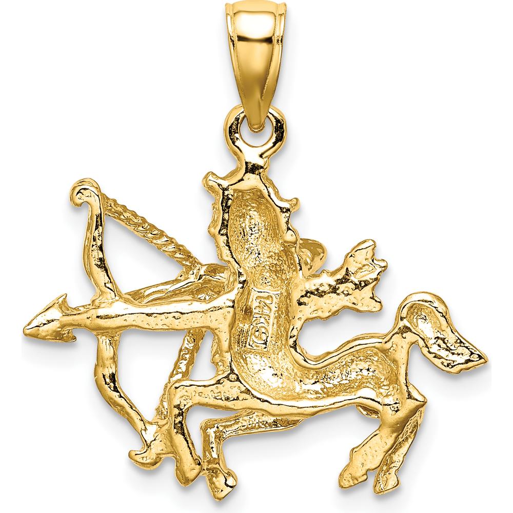 14K Yellow Gold Large Sagittarius Zodiac Charm - 3D Textured Design by Oro Pregiato