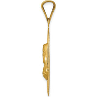 14K Yellow Gold Large Sagrado Corazon de Jesus Oval Pendant with Diamond-Cut Detailing by Oro Pregiato