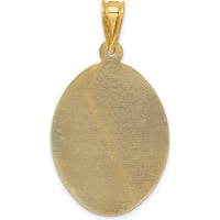 14K Yellow Gold Large Sagrado Corazon de Jesus Oval Pendant with Diamond-Cut Detailing by Oro Pregiato