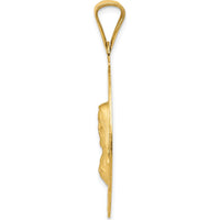 14K Yellow Gold Large Sagrado Corazon de Jesus Pendant with Rose and White Rhodium Diamond-Cut Detailing by Oro Pregiato