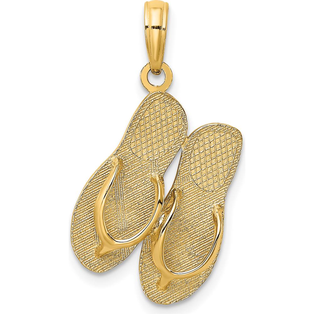 14K Yellow Gold Large San Diego Double Flip-Flop Charm with Reversible 3D Design by Oro Pregiato