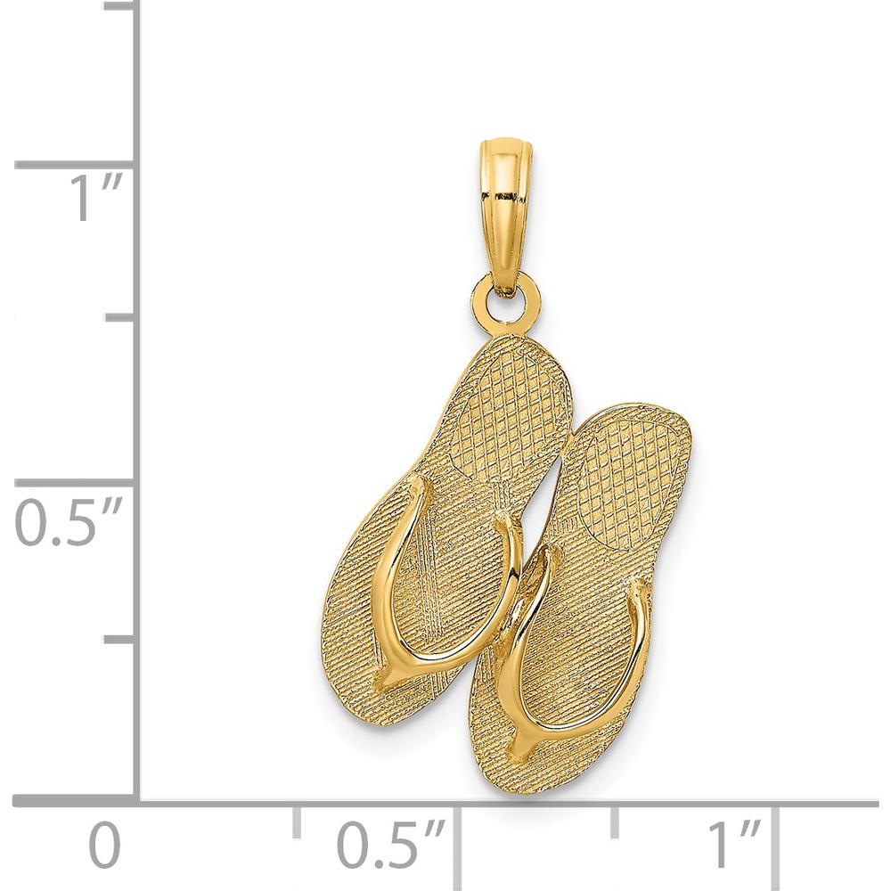 14K Yellow Gold Large San Diego Double Flip-Flop Charm with Reversible 3D Design by Oro Pregiato