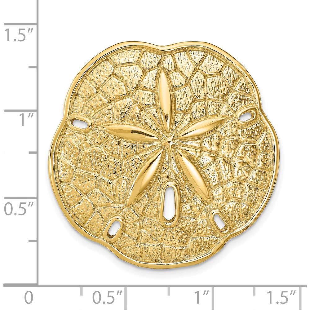 14K Yellow Gold Large Sand Dollar Slide Pendant - Textured Beach-Inspired Design by Oro Pregiato