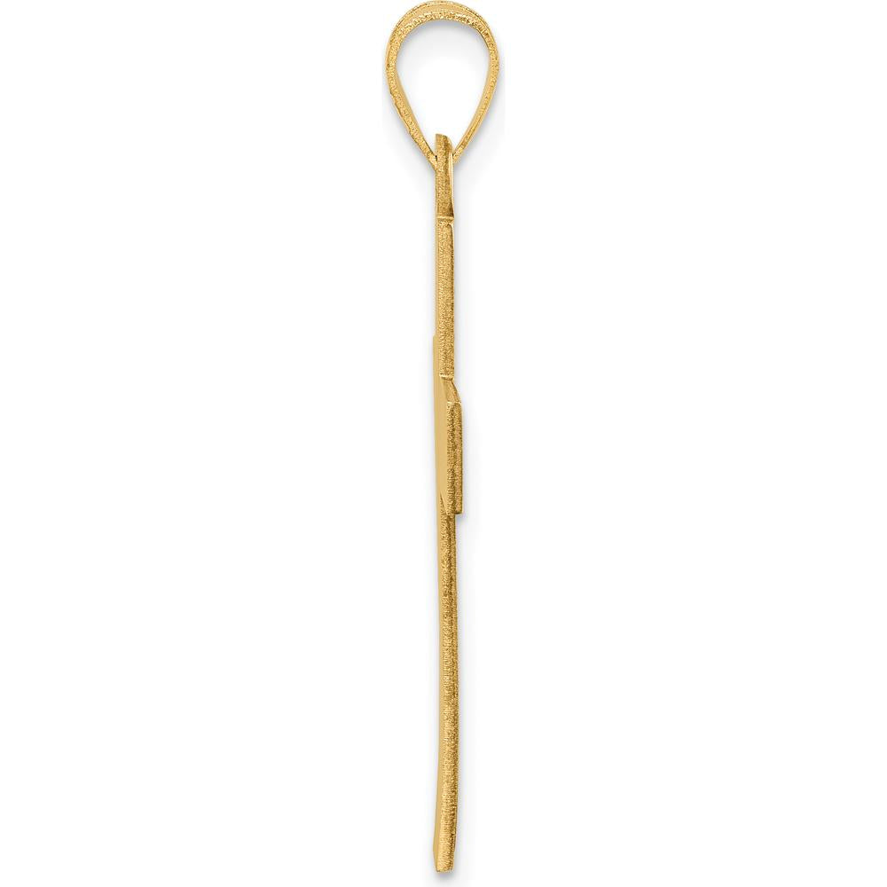 14K Yellow Gold Large Satin Cross Pendant - Faith Symbol with Textured Finish by Oro Pregiato