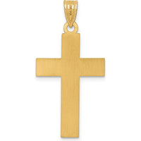14K Yellow Gold Large Satin Cross Pendant - Faith Symbol with Textured Finish by Oro Pregiato