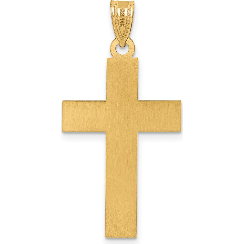 14K Yellow Gold Large Satin Cross Pendant - Faith Symbol with Textured Finish by Oro Pregiato
