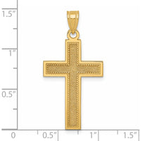 14K Yellow Gold Large Satin Cross Pendant - Faith Symbol with Textured Finish by Oro Pregiato
