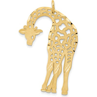 14K Yellow Gold Large Satin Diamond-Cut Giraffe Charm - Nature-Inspired Pendant by Oro Pregiato