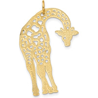 14K Yellow Gold Large Satin Diamond-Cut Giraffe Charm - Nature-Inspired Pendant by Oro Pregiato