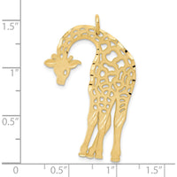 14K Yellow Gold Large Satin Diamond-Cut Giraffe Charm - Nature-Inspired Pendant by Oro Pregiato
