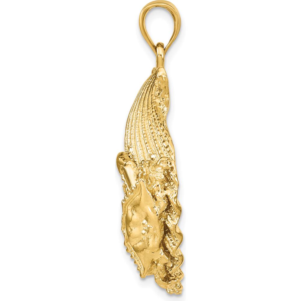 14K Yellow Gold Large Scallop Shell Pendant with Crab Detail by Oro Pregiato