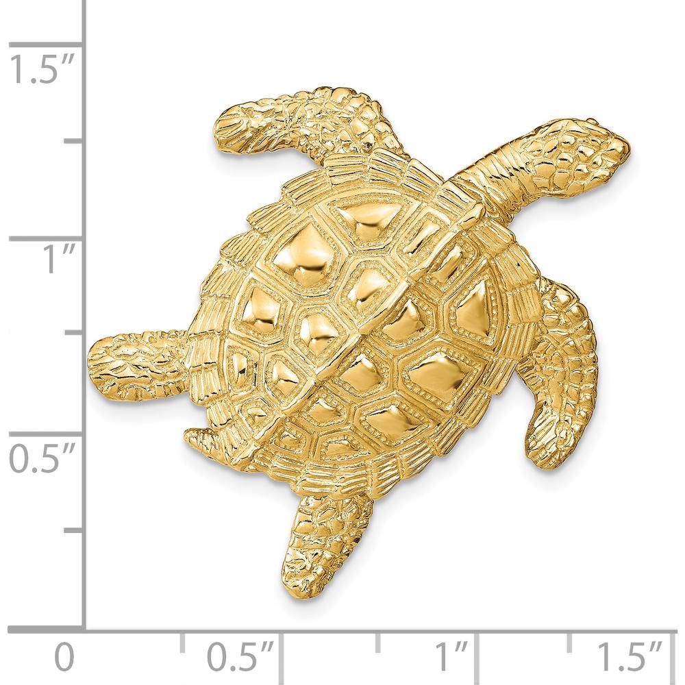 14K Yellow Gold Large Sea Turtle Omega Slide Pendant - Textured Finish by Oro Pregiato