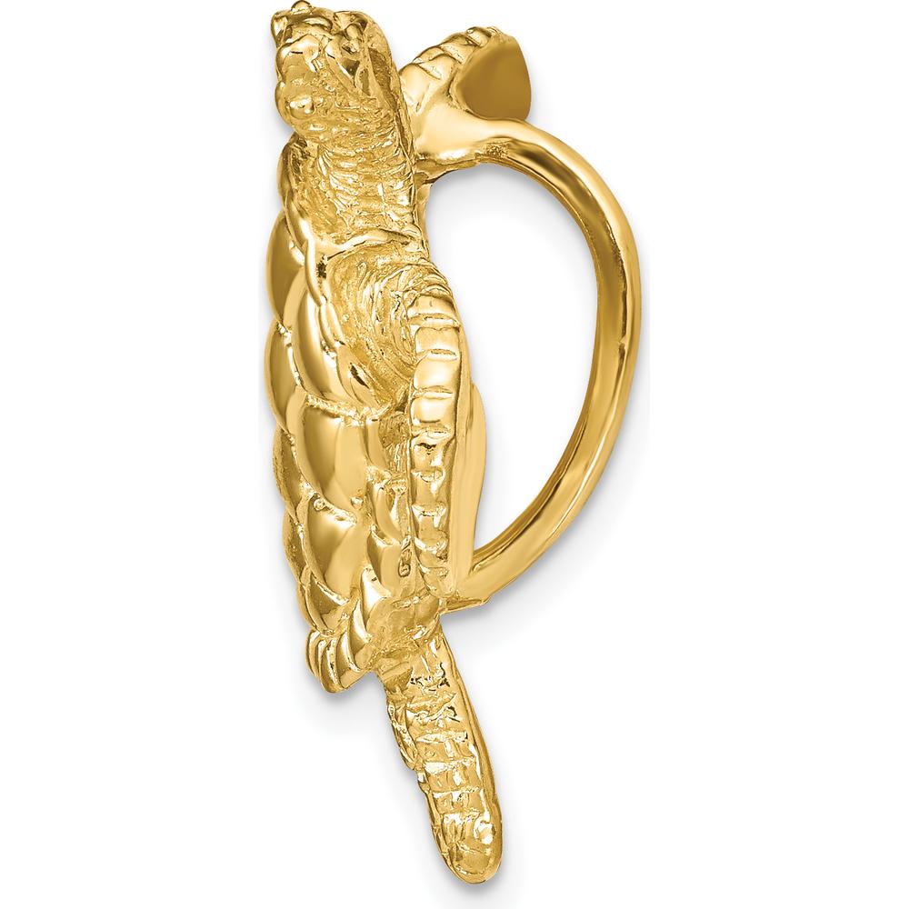 14K Yellow Gold Large Sea Turtle Pendant - Textured Omega Slide by Oro Pregiato