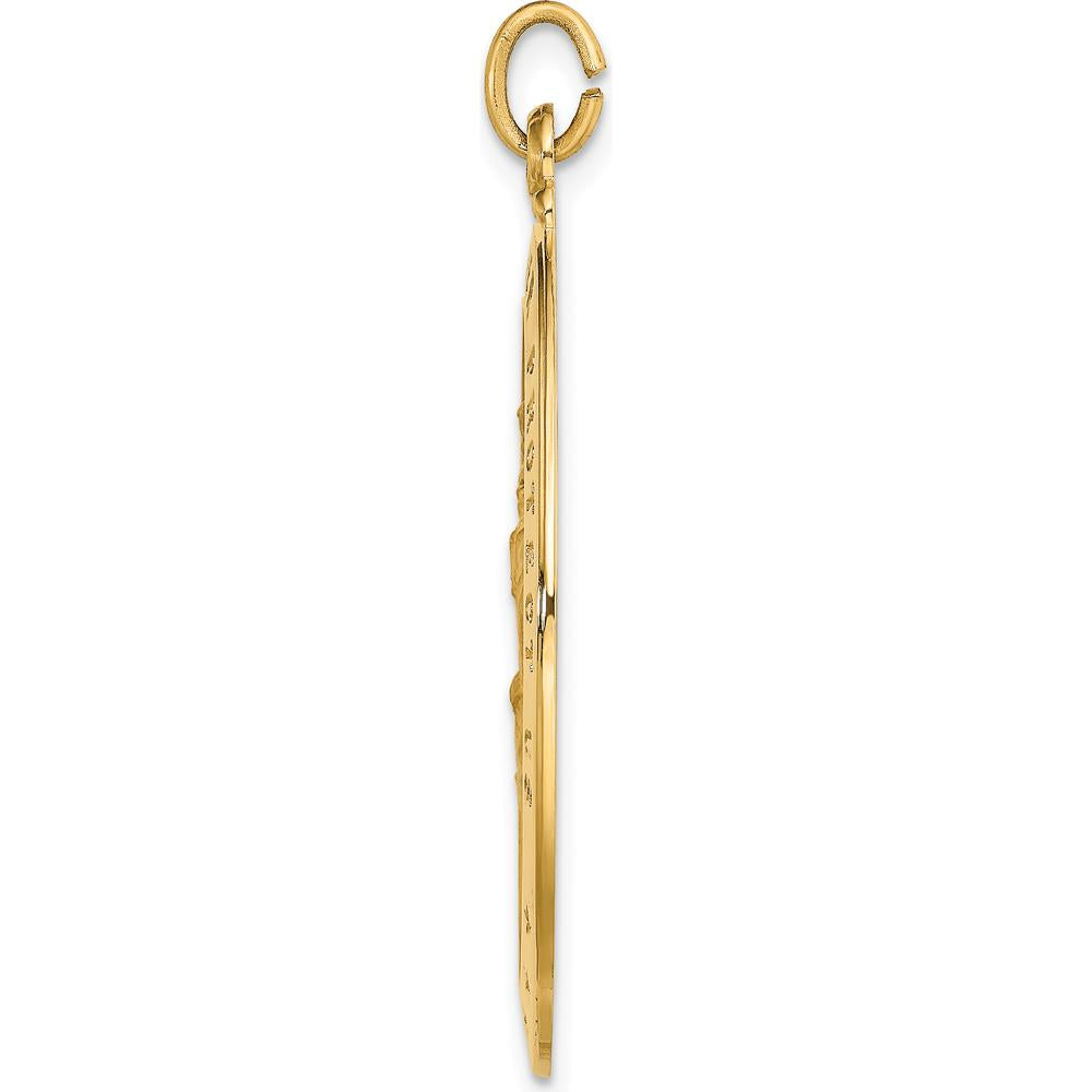 14K Yellow Gold Large St. Christopher Medal Pendant - Polished and Satin Finish by Oro Pregiato