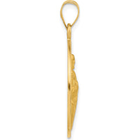 14K Yellow Gold Large St. Jude Thaddeus Medal Pendant - Satin Finish by Oro Pregiato