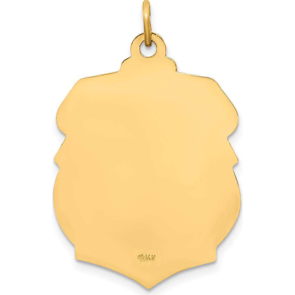 14K Yellow Gold Large St. Michael Medal Badge Pendant with Polished and Satin Finish - 29mm Length by Oro Pregiato