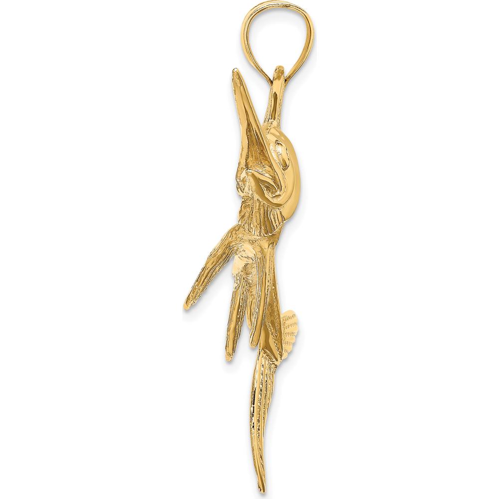 14K Yellow Gold Large Swordfish Pendant with Polished and Satin Finish by Oro Pregiato