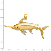 14K Yellow Gold Large Swordfish Pendant with Polished and Satin Finish by Oro Pregiato