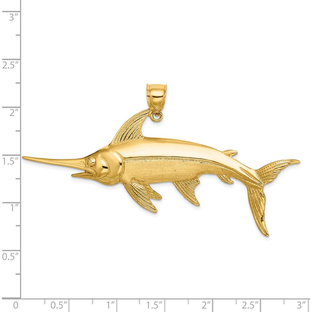 14K Yellow Gold Large Swordfish Pendant with Polished and Satin Finish by Oro Pregiato