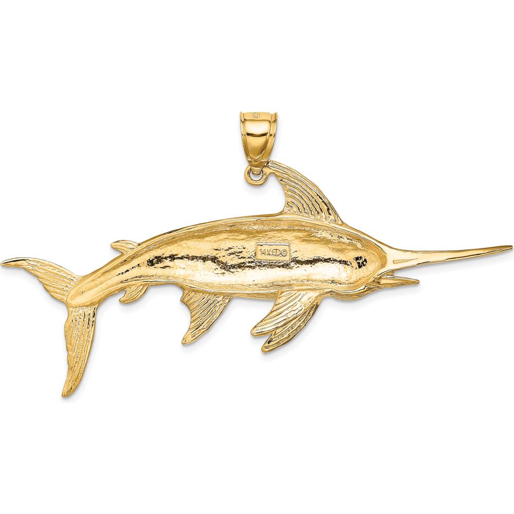 14K Yellow Gold Large Swordfish Pendant with Polished and Satin Finish by Oro Pregiato