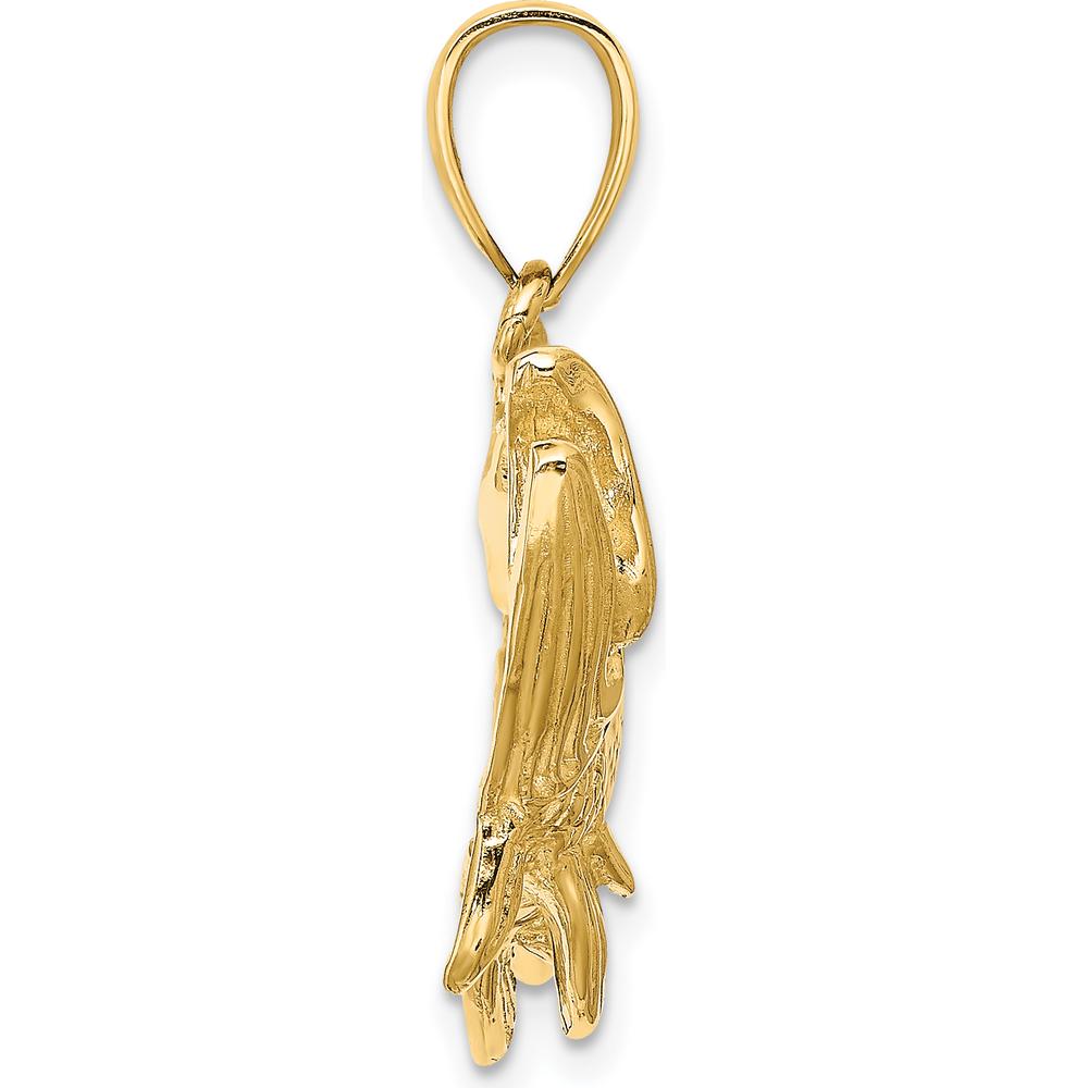 14K Yellow Gold Large Tarpon Fish Pendant with Textured Detailing by Oro Pregiato