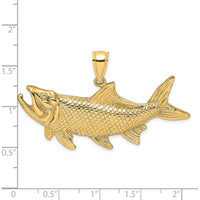 14K Yellow Gold Large Tarpon Fish Pendant with Textured Detailing by Oro Pregiato