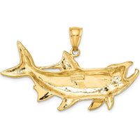 14K Yellow Gold Large Tarpon Fish Pendant with Textured Detailing by Oro Pregiato