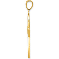 14K Yellow Gold Large Textured Ankh Cross Pendant - 45mm Length by Oro Pregiato
