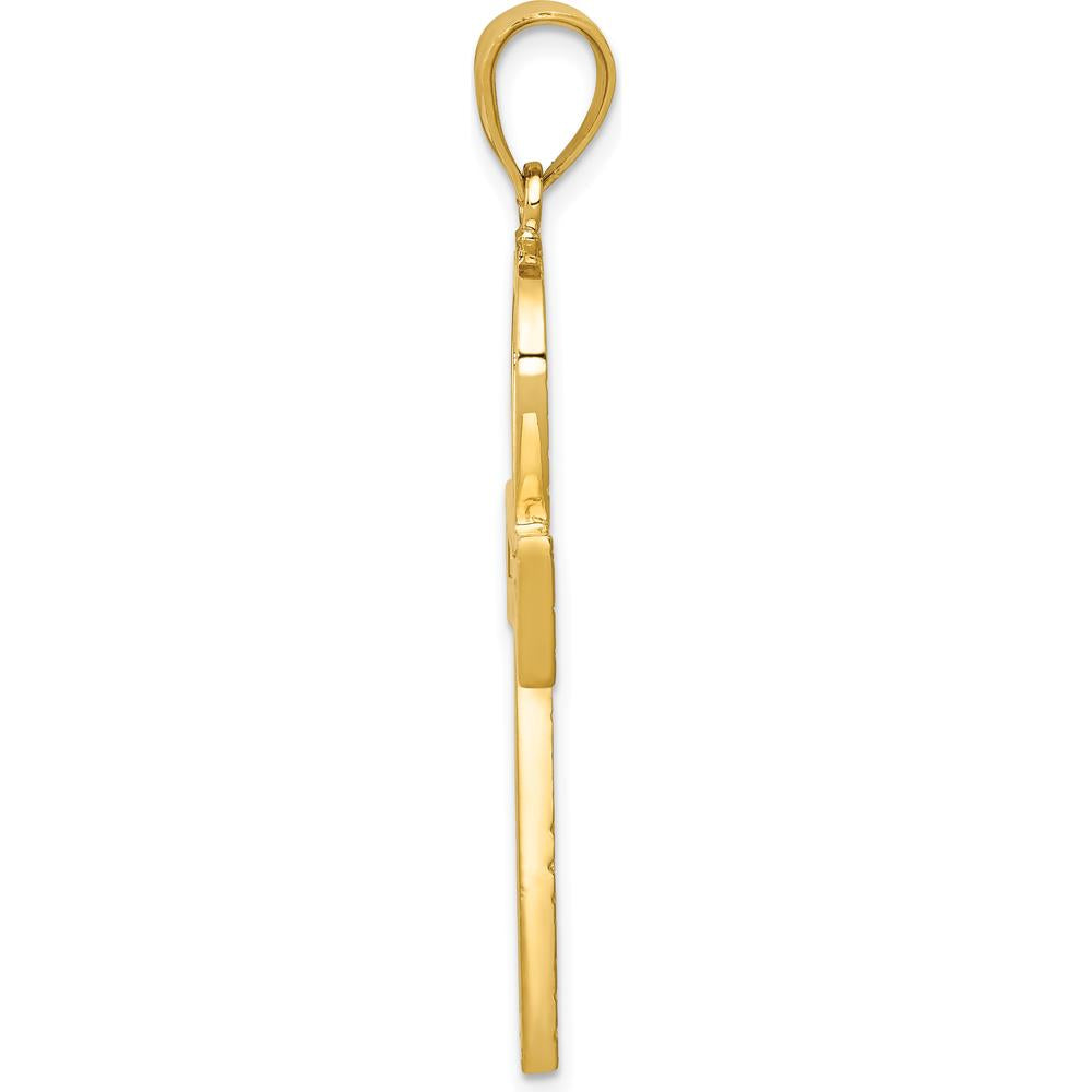 14K Yellow Gold Large Textured Ankh Cross Pendant - 45mm Length by Oro Pregiato