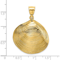 14K Yellow Gold Large Textured Clam Shell Pendant - Ocean-Inspired Charm by Oro Pregiato