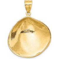 14K Yellow Gold Large Textured Clam Shell Pendant - Ocean-Inspired Charm by Oro Pregiato
