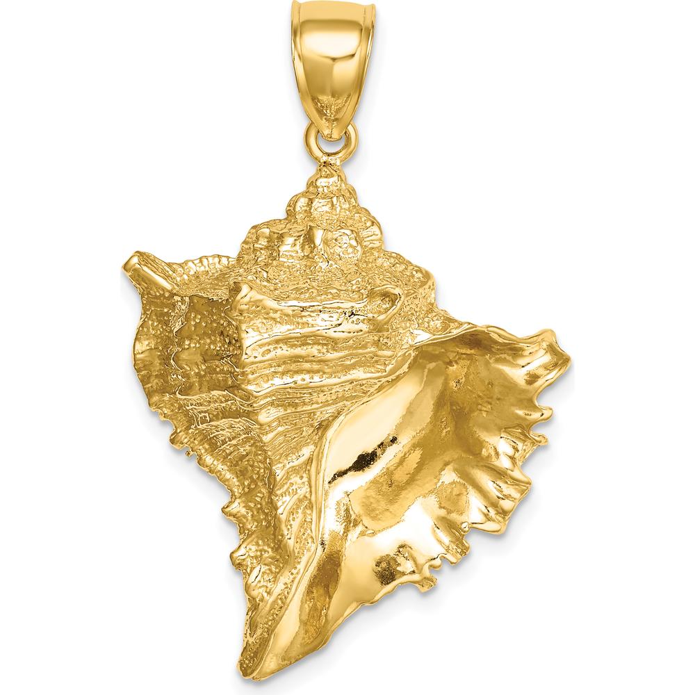 14K Yellow Gold Large Textured Conch Shell Pendant by Oro Pregiato
