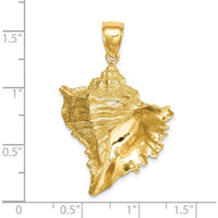 14K Yellow Gold Large Textured Conch Shell Pendant by Oro Pregiato