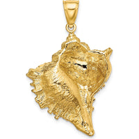 14K Yellow Gold Large Textured Conch Shell Pendant by Oro Pregiato