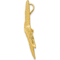 14K Yellow Gold Large Textured Diamond-cut Starfish Omega Slide Pendant by Oro Pregiato