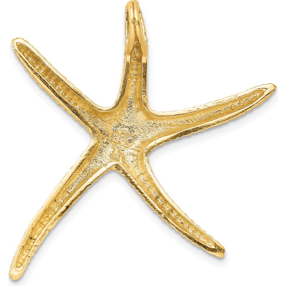 14K Yellow Gold Large Textured Diamond-cut Starfish Omega Slide Pendant by Oro Pregiato
