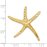 14K Yellow Gold Large Textured Diamond-cut Starfish Omega Slide Pendant by Oro Pregiato