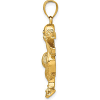 14K Yellow Gold Large Textured Pelican Charm Pendant - 36mm Length by Oro Pregiato