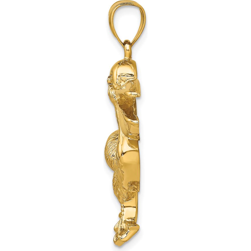 14K Yellow Gold Large Textured Pelican Charm Pendant - 36mm Length by Oro Pregiato