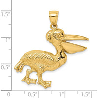 14K Yellow Gold Large Textured Pelican Charm Pendant - 36mm Length by Oro Pregiato