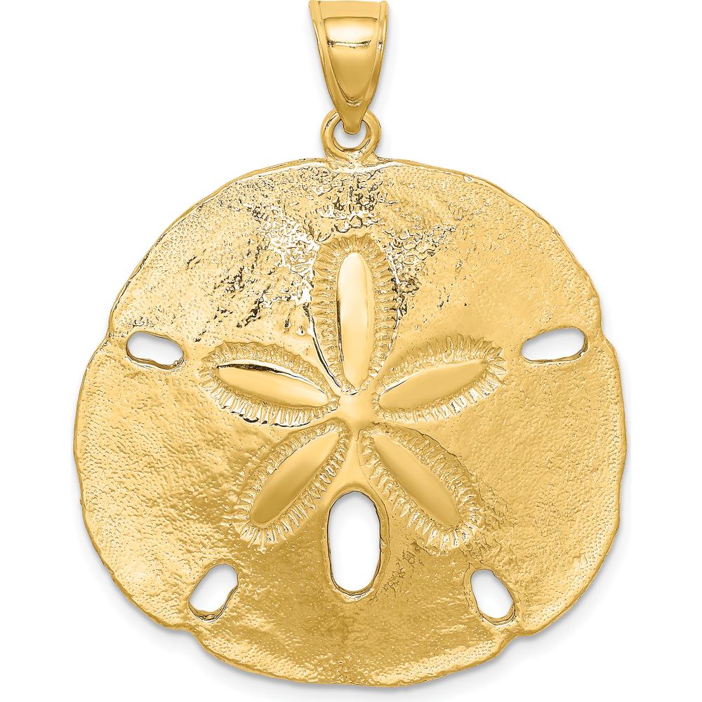 14K Yellow Gold Large Textured Sand Dollar Pendant by Oro Pregiato