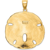 14K Yellow Gold Large Textured Sand Dollar Pendant by Oro Pregiato