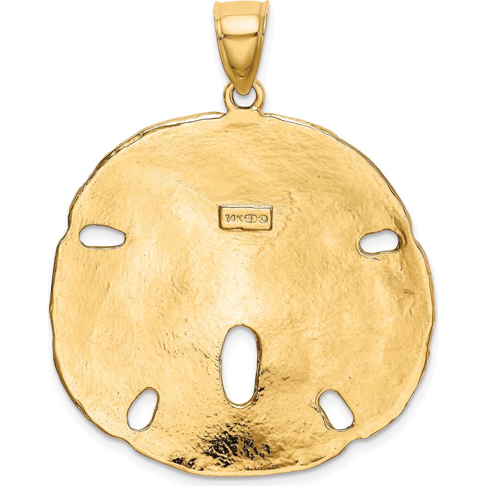 14K Yellow Gold Large Textured Sand Dollar Pendant by Oro Pregiato