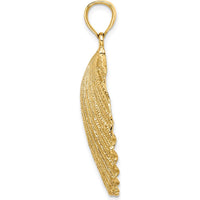 14K Yellow Gold Large Textured Scallop Shell Pendant by Oro Pregiato