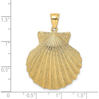 14K Yellow Gold Large Textured Scallop Shell Pendant by Oro Pregiato