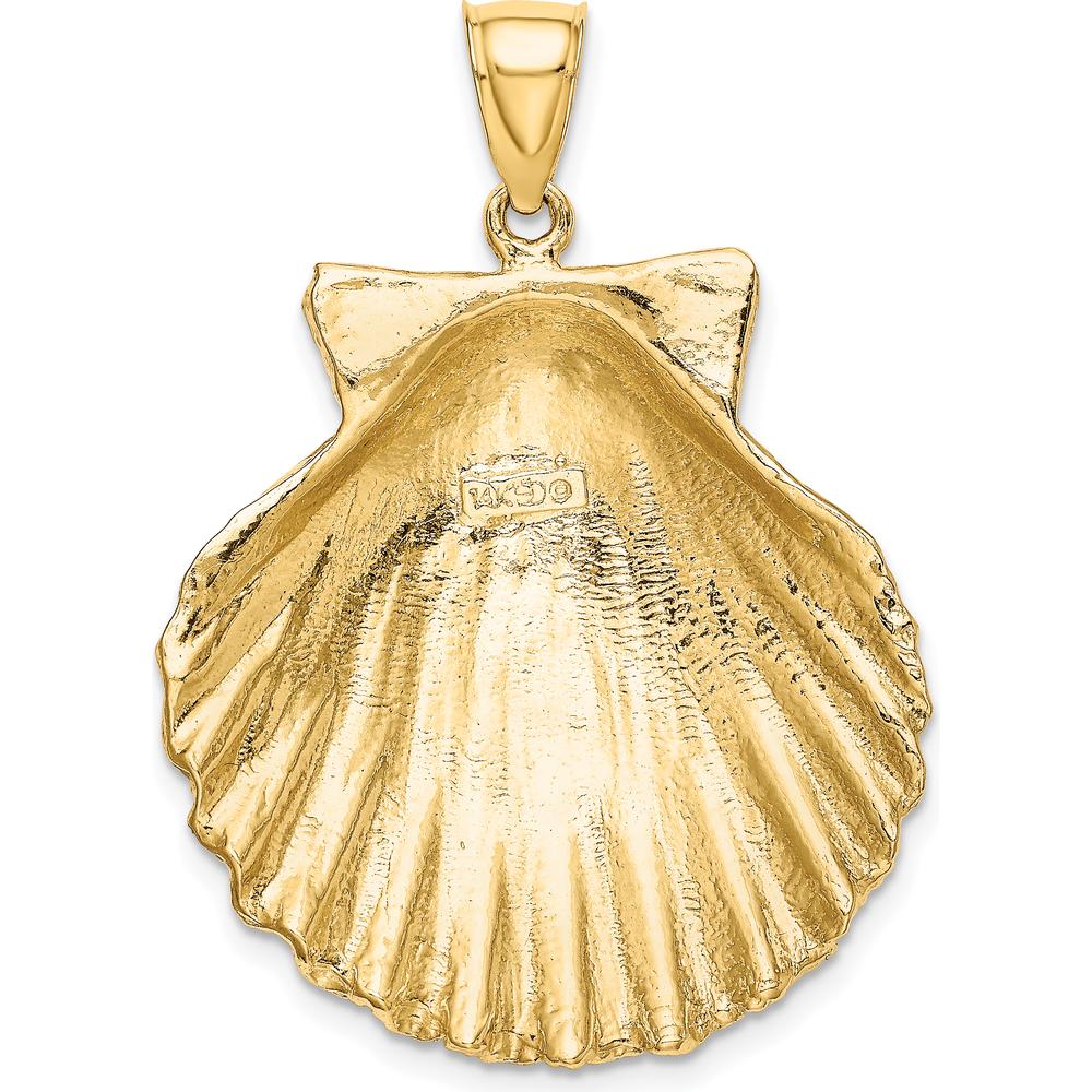 14K Yellow Gold Large Textured Scallop Shell Pendant by Oro Pregiato