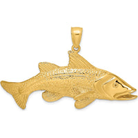 14K Yellow Gold Large Textured Snook Redfish Pendant by Oro Pregiato